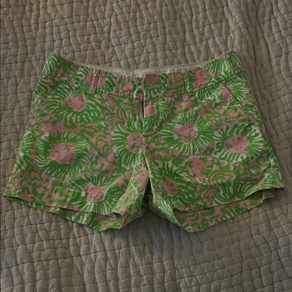 Lilly Pulitzer Vibrant Green and Pink Patterned Shorts
